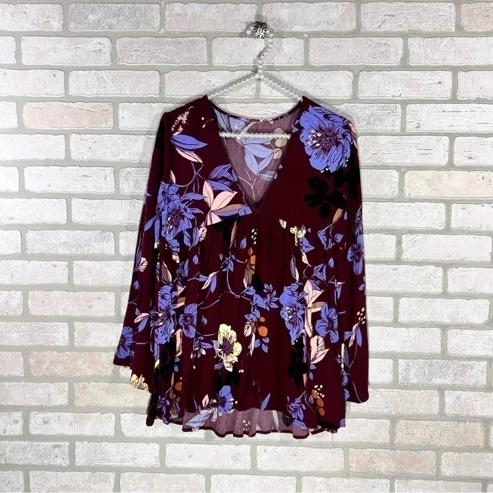Free People Bella Floral Print Tunic Top Size S